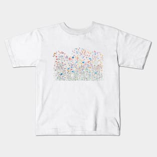 bstract colorful wildflowers and birds watercolor Kids T-Shirt